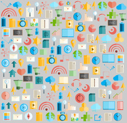 Social network with media icons background, vector illustration