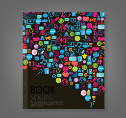 Social network with media icons, vector illustration