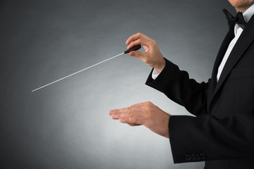 Orchestra Conductor Holding Baton