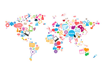 Social network map background infographics