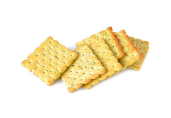 vegetable crackers on white background