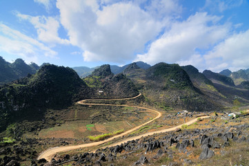 Amazing mountain landscape in Dong Van karst plateau global geological park, Hagiang, Vietnam