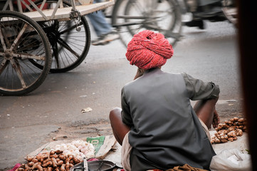 Traditional Indian hat at street in Jaipur, India