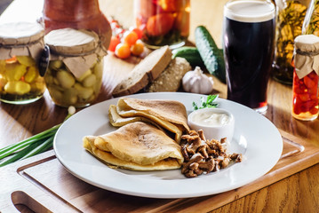 pancakes with mushrooms