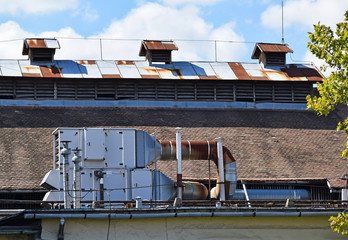 Air conditioners on the old factory building
