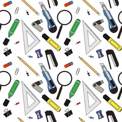 Stationery tools vector pattern