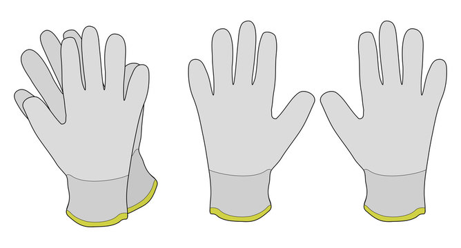 Pair Of White Fabric Working Gloves