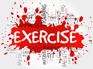 EXERCISE word cloud, fitness, sport, health concept