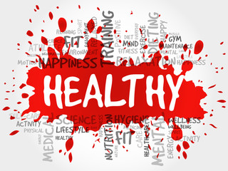 HEALTHY word cloud, fitness, sport, health concept