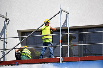 Construction workers at work