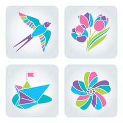 Obraz premium Spring mosaic icons