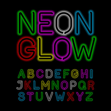 Neon glow alphabet