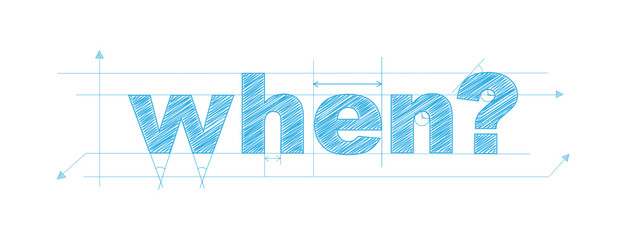 "WHEN?" Vector Overlapping Letters Icon