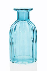 Glass bottles isolated on white background, Colorful glass set on white background, Glass for fresh water, Vintage glass set.