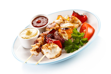 Shashlik - grilled meat and vegetables 