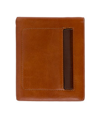 Brown leather wallet isolated on white background