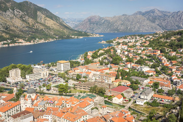 Fototapeta na wymiar Kotor bay and Old Town from Lovcen Mountain. Montenegro.