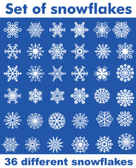 Set of snowflakes of different shapes. Easy to transform, recoloured.