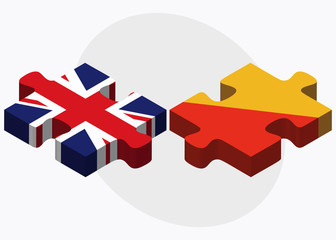 United Kingdom and Bhutan Flags