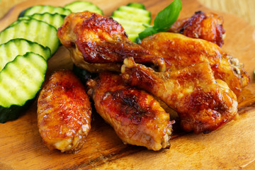 Baked in soy sauce chicken wings.