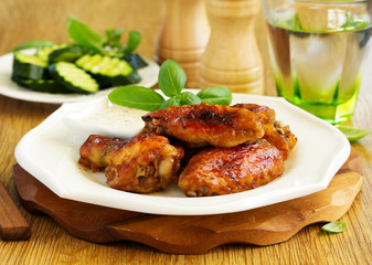 Baked in soy sauce chicken wings.