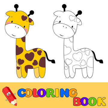 coloring book giraffe for children. Vector illustration