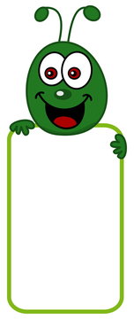 smiling caterpillar with billboard