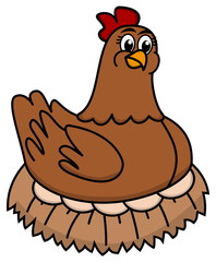 hen brooding eggs