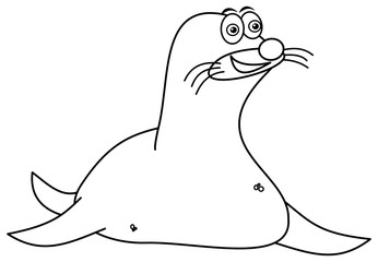 smiling sea lion for coloring