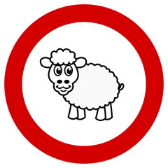 prohibition sign with sheep