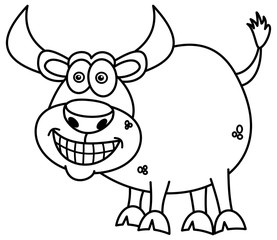 smiling bull for coloring