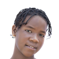 Portrait of an Afro teenage girl, isolated, isolated, no make-up