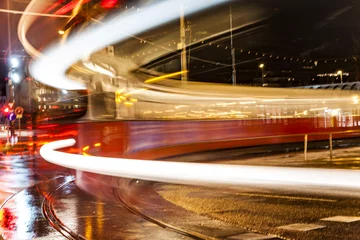 Foto auf Acrylglas blurred street car in the old part of vienna © travelview