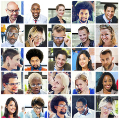 Collage Diverse Faces Group People Concept