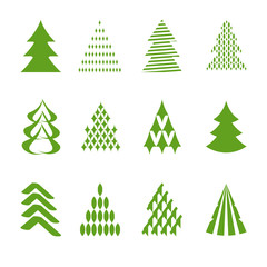 Fototapeta premium set of stylized fir trees