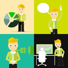 Set of businessman pose character concepts