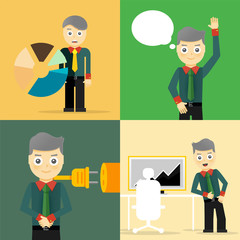 Set of businessman pose character concepts