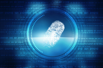 Obraz premium Abstract technology background.Security system concept with fingerprint Letter P sign