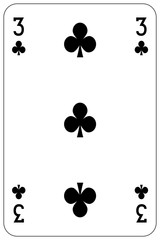 Poker playing card 3 club
