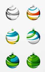 Set of abstract Christmas ball icons, business logo concepts