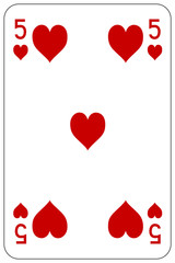 Poker playing card 5 heart