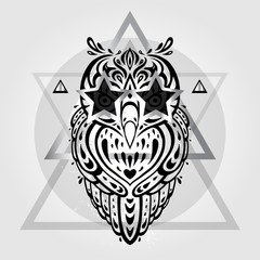 Owl. Tribal pattern