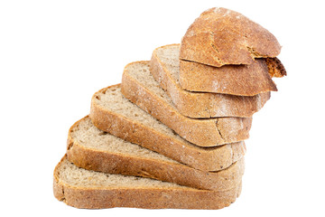 Bread rye sliced on a white background.