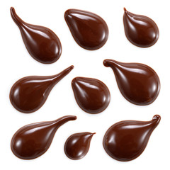 Drop of chocolate isolated on white background. Collection