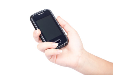 Cell phone in a female hand.