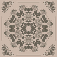 vintage seamless pattern with floral ornament with elements of berries and leaves