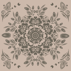 vintage seamless pattern with floral ornament with elements of berries and leaves