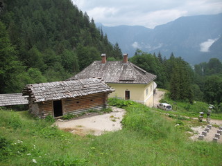 Fototapeta na wymiar Two houses in mountains