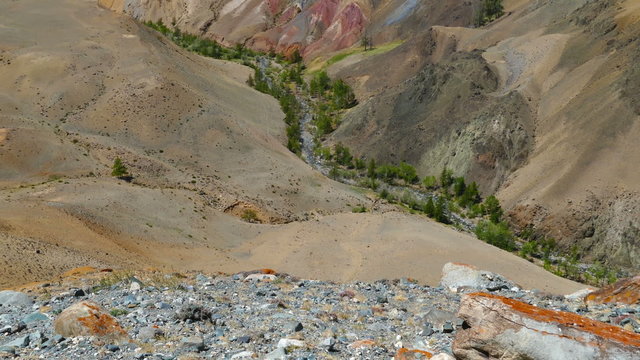 Landscape with deposit of colorful clay in the Altai Mountains or Mars valley
