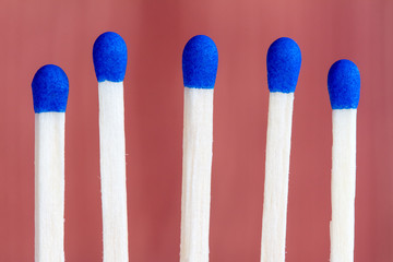 Match sticks with blue heads